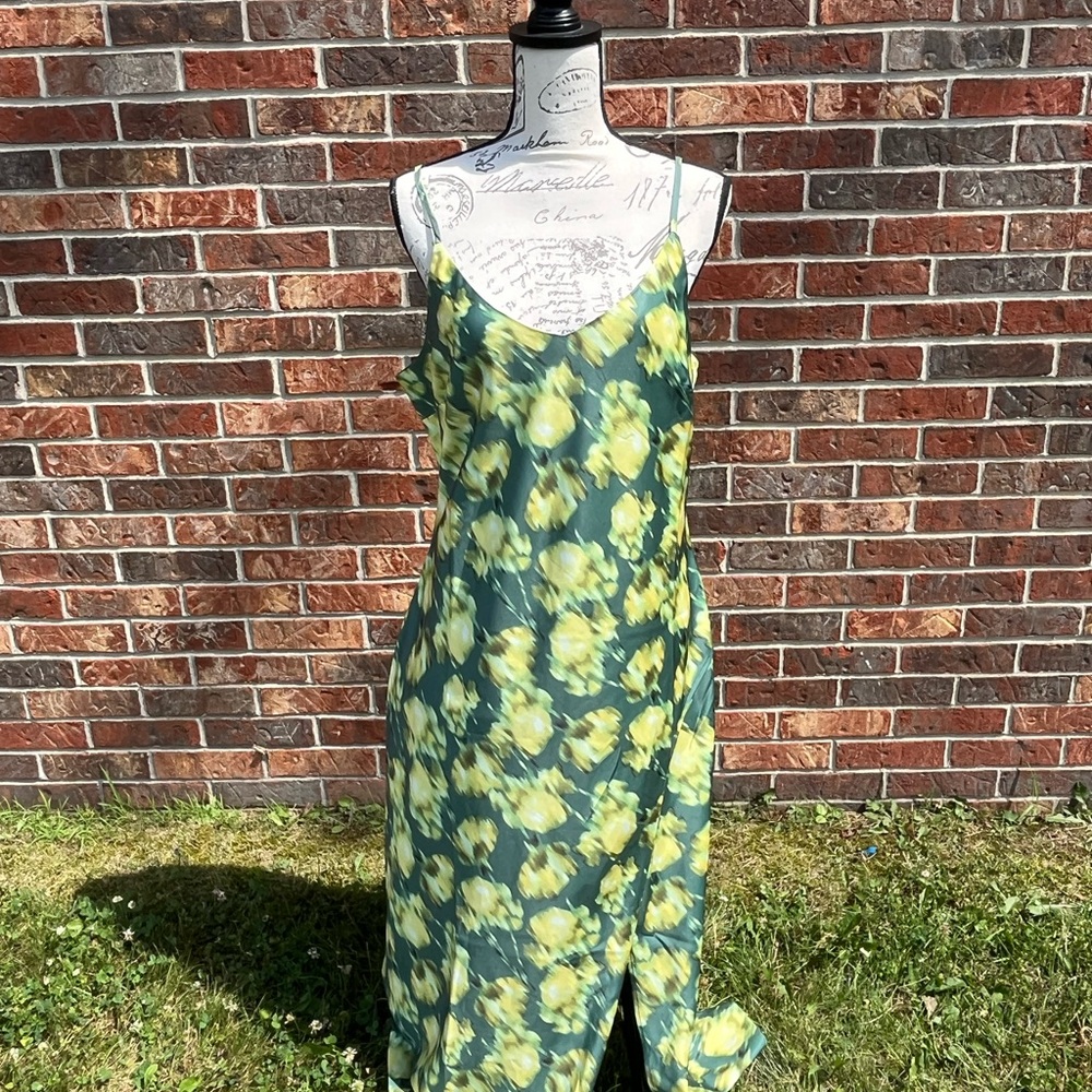 Scoop NYC Yellow and Green Midi Sundress with Slit